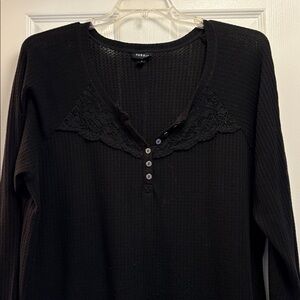 Plus Size Torrid Black Long Sleeve Top with Lace Accents